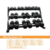 375kg hex dumbbell with rack